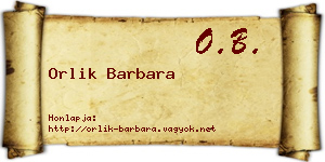 Orlik Barbara névjegykártya